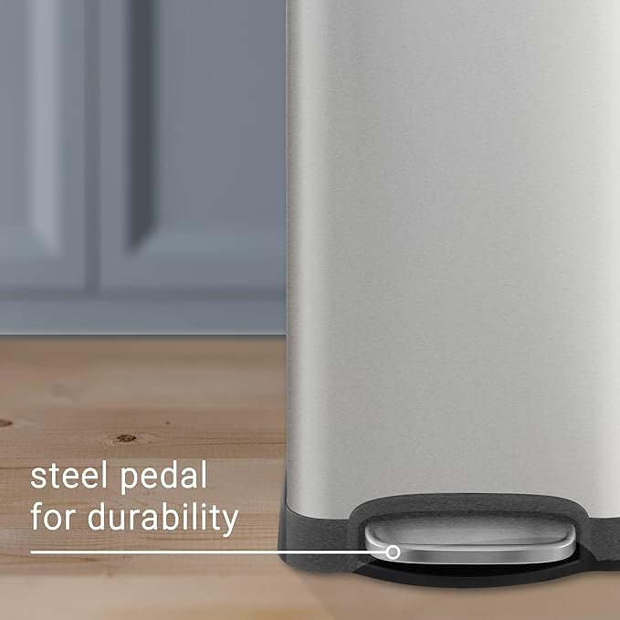 happimess HPM1007D Betty Retro 8-Gallon Step-Open Trash Can with Soft-Close Lid, Fingerprint Resistant, Modern, Minimalistic for Home, Kitchen, Laundry Room, Office, Bedroom, Bathroom, Chrome
