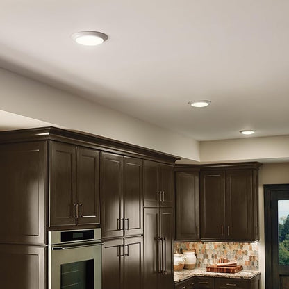Kichler Gen I LED Downlight, 7.5" Ceiling Flush Mount Interior Dimmable Light, 2700K, (7.5" x 1.5"), White, 43846WHLED27