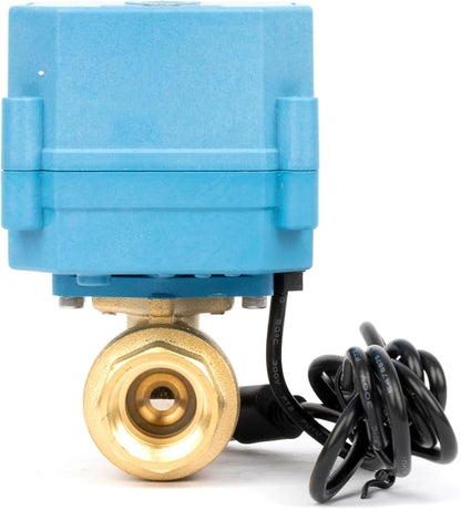 Motorized Ball Valve 1/2 in NPT U.S. Solid WiFi Smart 2-Way Brass Electric Valve USB Powered LED Indicator Remote On/Off for Water and Irrigation