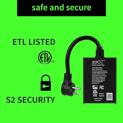 Zooz 800 Series Z-Wave Long Range Outdoor Double Plug ZEN14 | Hub Required | Works with The Z-Box Hub, Home Assistant, and Hubitat
