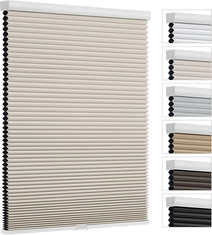 Changshade Custom Blinds Cellular Shades Blackout Cordless for Indoor Windows, Honeycomb Blind Room Darkening Black Out Shade for Bedroom, Bathroom, Nursey, Heat Light Blocking Easy Install, Beige