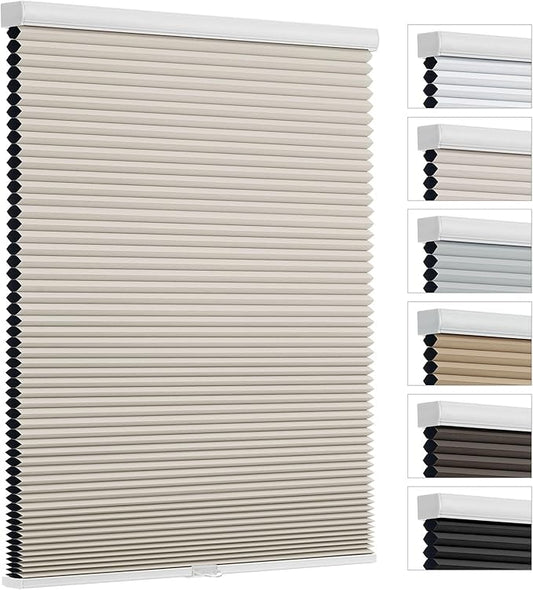 Changshade Custom Blinds Cellular Shades Blackout Cordless for Indoor Windows, Honeycomb Blind Room Darkening Black Out Shade for Bedroom, Bathroom, Nursey, Heat Light Blocking Easy Install, Beige