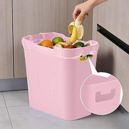Small Pink Trash Can Wastebasket, 2.9 Gallon Plastic Garbage Can Waste Basket for Narrow Spaces Bathrooms Laundry Room Kitchens Offices Kids Rooms (Pink)
