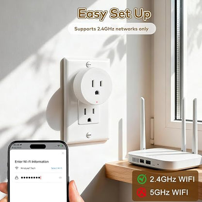 NineLeaf Wireless Motion Sensor WiFi Outlet 260FT Remote Smart Switch | App Control, Adjustable Sensing Mode, WIFI Auto Control Lights Fan Appliances, No Wiring,Garage,1Sensor 1Plug