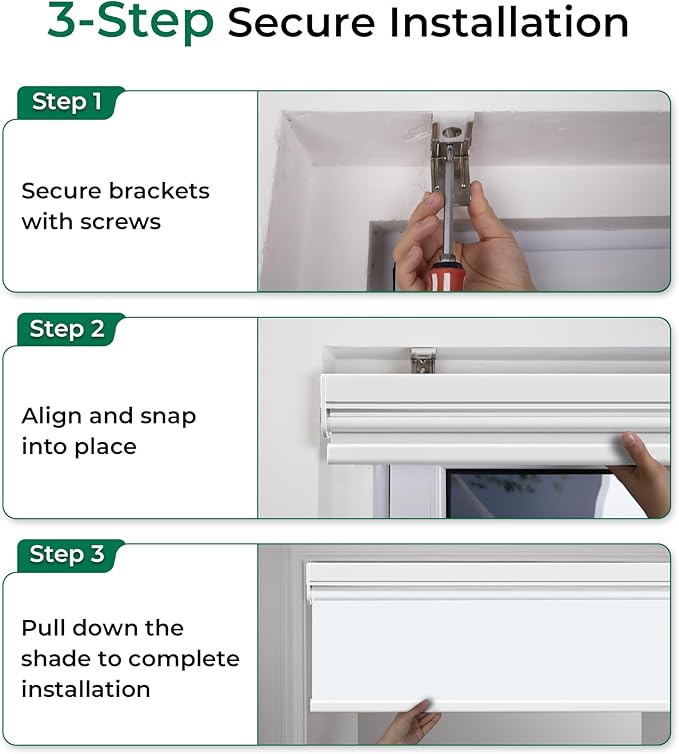 Allesin Smart Zigbee Roller Shades with Alexa Control, Blackout Motorized Blinds, No Hub Needed, Custom Sizes, Remote Included, (White, 33" W x 72" H)