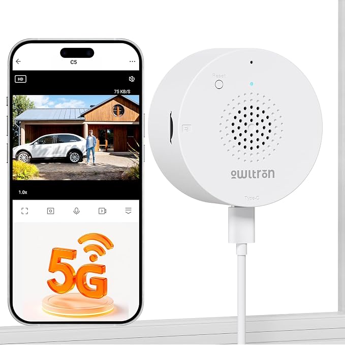 owltron 2K Window Camera, 5G & 2.4GHz WiFi Indoor Cameras for Home Security with Al Color Night Vision, Human/Motion Detection, Real-Time Alerts, Anti-Glare, Easy & Quick Install, 24/7 Recording