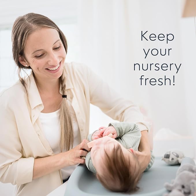 Diaper Genie Signature Pail (Grey) Includes 1 Easy Roll Refill with 18 Bags | Holds Up to 846 Newborn-Sized Diapers Per Refill