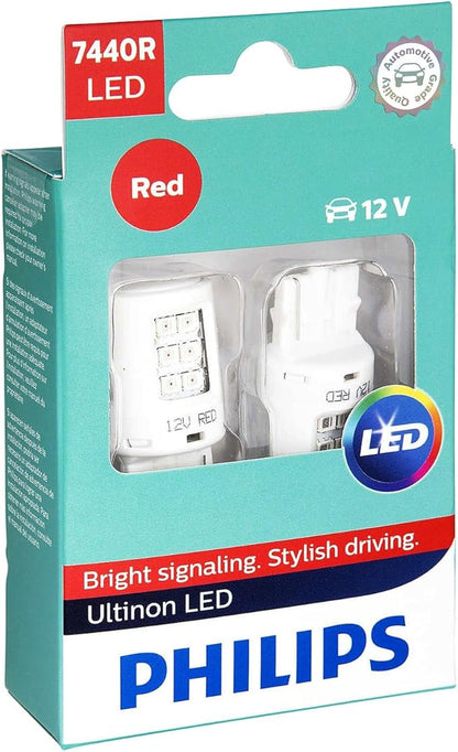 Philips 7440 Ultinon LED Bulb (Red), 2 Count (Pack of 1)