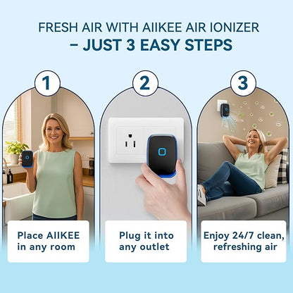 Plug In Air Ionizers for Home – 6 Pack Negative Ion Air Cleaner for Strong Dog Poof, Cat Litter Box Deodorizer, Air Purifier For Smoke, Kitchen Odor, Bathroom Closet Shoe Cabinet Office – Black