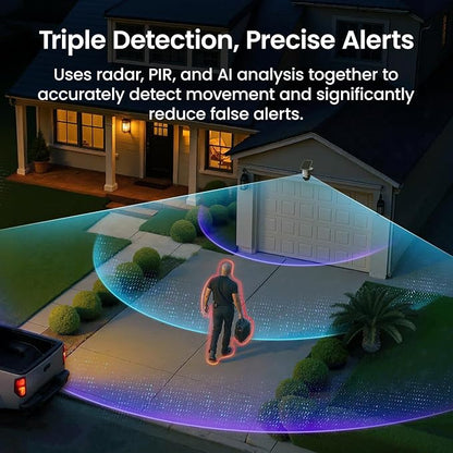 aosu T2 Ultra 4K Camera for Home Security, 2 Cam Kit,TrueColor Night Vision | No Subscription Needed, 4K UHD Truecolor Night Vision, Radar+PIR+AI Triple Detection, 32GB Local Storage Expandable up to 1TB