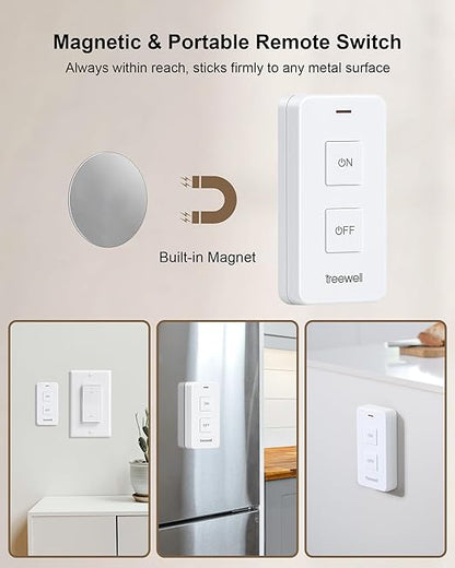 Remote Control Outlet with 2 Remotes, 200FT Long Range Wireless On Off Switch, Mini Electrical Outlet Plug, 15A/1875W High-Power for Lamps, Lights, Household Appliances, ETL & FCC Listed