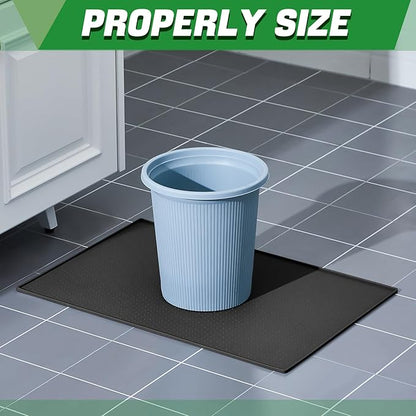Tinideya Waterproof Trash Can Mat with Raised Edge Non Slip Under Garbage Mat Trash Can Pads Protective Silicone Rubber Tray for Kitchen to Avoid Spills Floor Scratches(Black,15.8" X 23.6")