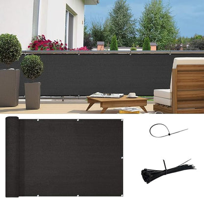 Sunny Guard Customized 3'x17' Black Balcony Privacy Screen,90% Shade Apartments Fence Cover,Heavy Duty Mesh Windscreen for Deck,Outdoor,Backyard,Patio