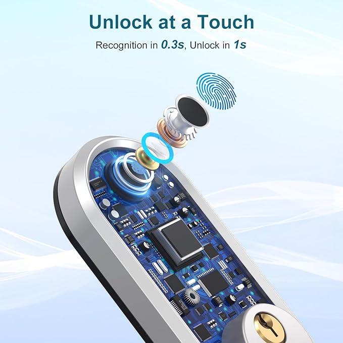 Smart Keyless Entry Door Lock - SMONET Fingerprint Electronic Deadbolt Touchscreen Keypad Biometric Digital Bluetooth Door Lock Smart Deadbolt Compatible with Alexa for Homes and Hotel Silver