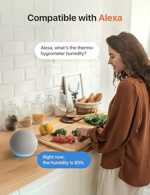 X-Sense Wi-Fi Thermometer Hygrometer with LCD, Base Station not Included | Clear LCD Display for Real-Time Indoor Temperature and Humidity