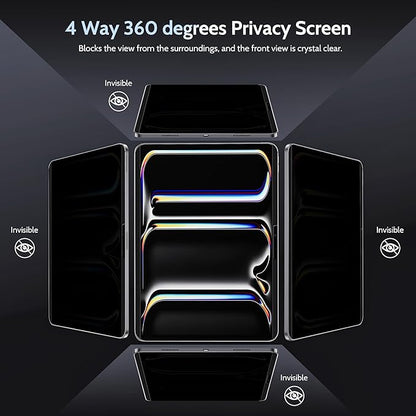 Peslv 4-Way Magnetic Privacy Screen for iPad Pro 13 Inch M4/M5 [2024/2025 7/8th Gen], 360 Removable Anti Blue Light Glare Spy Filter, High Sensitive Bubble-Free Black Security Screen Protector