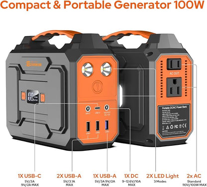 ZeroKor Portable Power Station 100W Outdoor Power Pack with 110V AC Outlet
