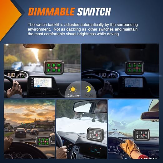 Nilight 6 Gang Switch Panel System Integrated Circuit Control w/Relay Fuse | 12V DC DIY Label Stickers Dimmable Button w/Wiring Harness for LED Light Bar Rock Rear Lights Cars Trucks RV Boats