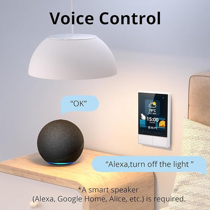 SONOFF Smart Switch, 2-Switch Panel Home Control, WiFi Smart Scene Wall Switch with Touchscreen, Smart Temperature Function, Lights Control, Compatible with Alexa and Google Home (1, White)