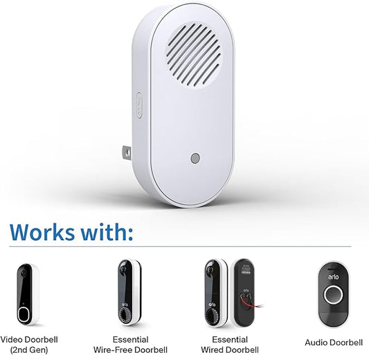 Arlo Chime 2 with Built-in Siren, Audible Alerts & Customizable Melodies – Wi-Fi Enabled, Compatible with Doorbell & Security Cameras (Renewed)