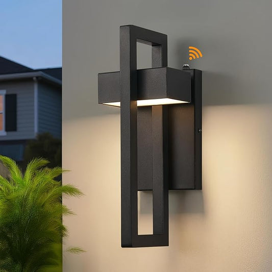 tewei 16.5'' LED Outdoor Wall Sconce Dusk to Dawn Outdoor Lighting, Modern Exterior Lighting Fixtures, Black LED Front Porch Lights Outside Wall Mount Lights for House, Hallway, 3000K, 1 Pack
