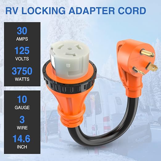 Nilight 30 Amp to 50 Amp RV Locking Adapter Cord TT-30P SS2-50R