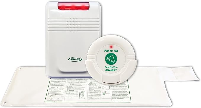 Smart Caregiver Wireless Bed Exit Alarm System - Weight Sensing Bed Pad with Call Button and Wireless Monitor - Bed Alarm Automcatically Alerts Caregiver When They Get Up to Help Prevent Falls