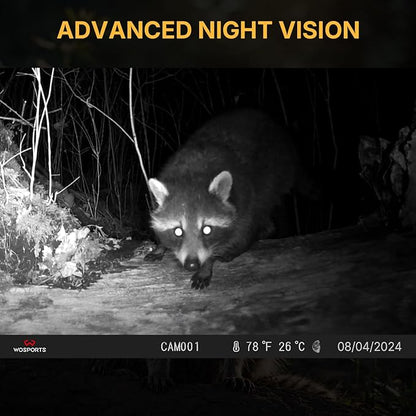 WOSPORTS Mini Trail Camera 24MP 1080P HD Game Camera with Night Vision Motion Activated Waterproof,Trail Cam with Fast Trigger Time for Outdoor Wildlife Monitoring