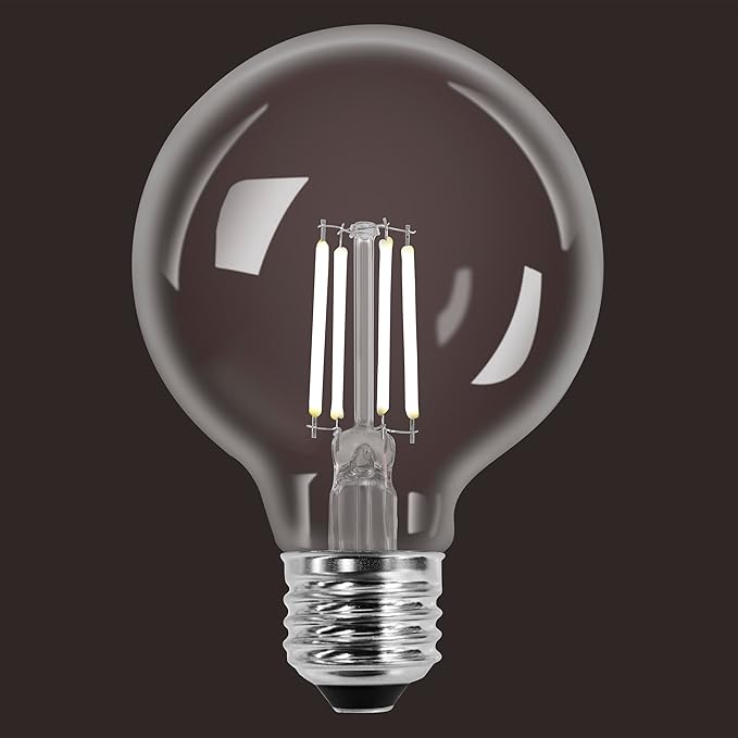 Sylvania G25 Clear Globe LED White Filament Bulb, 5W, Dimmable, 500 LMS, Medium Base, 5000K, Daylight - 2 Pack (42177)