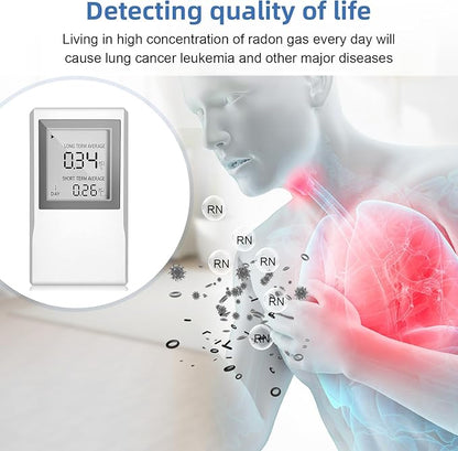 Radon Detector for Home with ±0.1 pCi/L Precision,Radon Meter,Real-Time Air Quality Monitoring,Long-Term & Short-Term Data,Portable Design & Extended Battery Life,Radon Detector for Home Basement