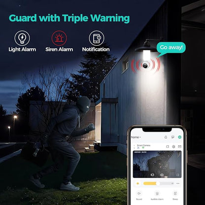 2K Light Bulb Security Cameras Outdoor Indoor - 355° Manual Pan