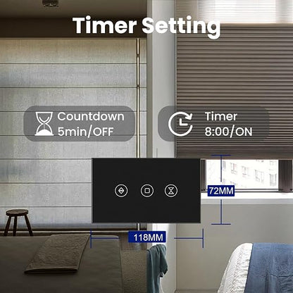 Smart Roller Shutter Switch,Need Neutral Wire,Black