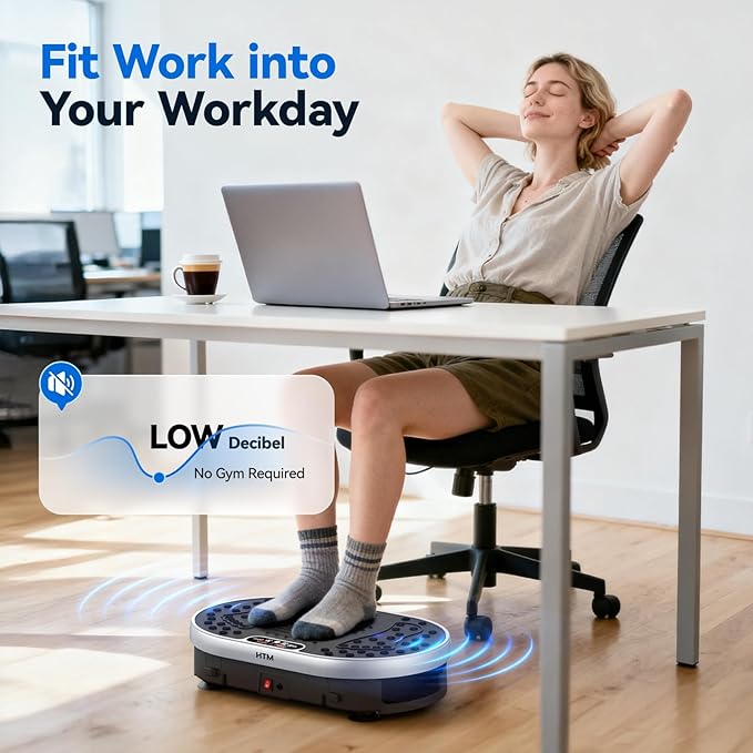 HTM Vibration Plate Exercise Machine, 9 Modes & 120 Speeds, Body Shake Plate with Resistance Bands Slot & Remote Control, 300 Lbs Capacity Shake Board for Weight Loss Fat Burner Home Fitness Workout