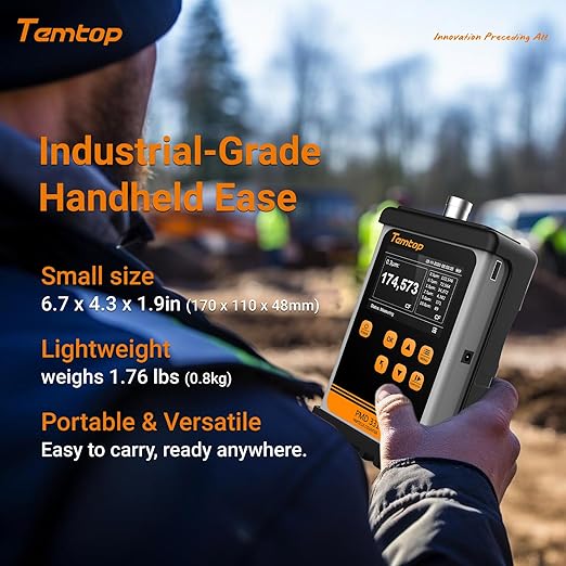 Temtop PMD331 Professional Particle Counter, 7-Channel Handheld Laser Dust Monitor (0.3-10μm), ISO 21501-4 Certified for Cleanroom, Laboratory & HVAC, 2M+ Data Logger with RS485 Modbus