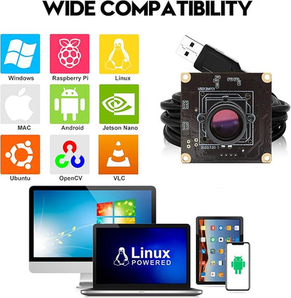 SVPRO 1080P 120fps High Speed Camera Module 12MP 4K 30fps Industrial Video Camera with M12 Lens 25mm Focal Length Narrow Angle UVC Security Monitoring Camera for PC Laptop Raspberry Pi