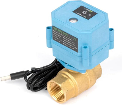 U.S. Solid WiFi Smart Motorized Ball Valve 3/4 inch NPT for Water Control & Irrigation, 2 Way Brass Electric Valve, USB Powered, LED Status Indicator, Flow Direction Window, Remote On/Off Control
