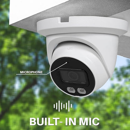 R-Tech 5MP Smart Dual Light HDCVI Fixed-Focal Eyeball Camera, Full-Color Night Vision, 3D NR, Built-in Mic, 40m IR Distance, IP67 Weatherproof, 3.6mm Lens