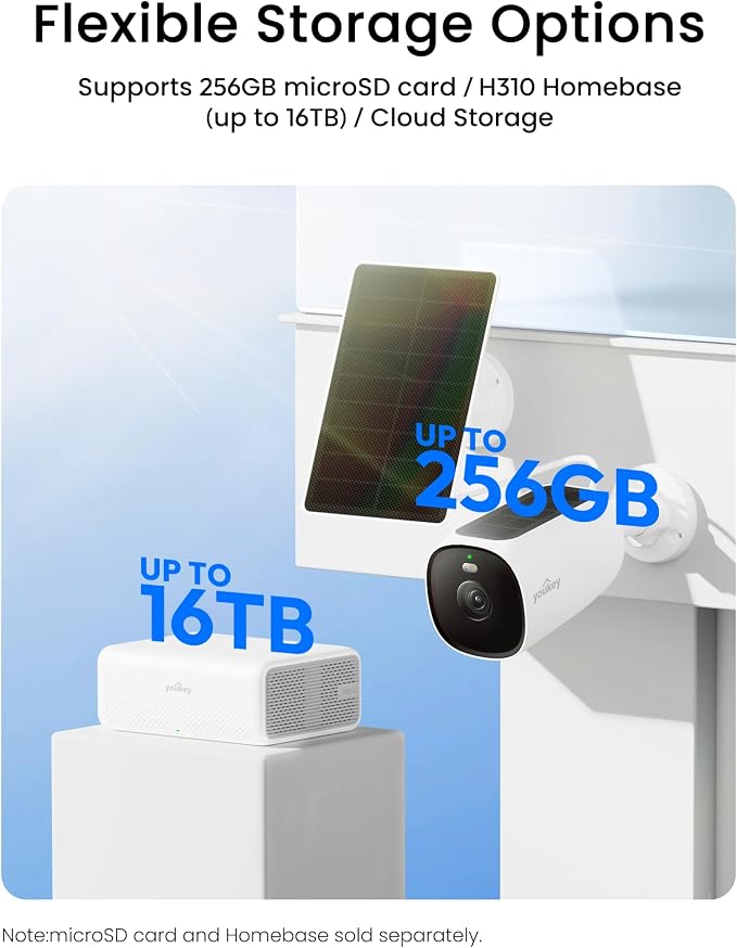 youkey 4K Solar Security Camera Outdoor Wireless, 24/7 AOV Recording