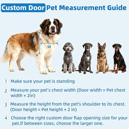 Customizable Size Automatic Dog Door for Door and Wall,No Collar,4 Modes