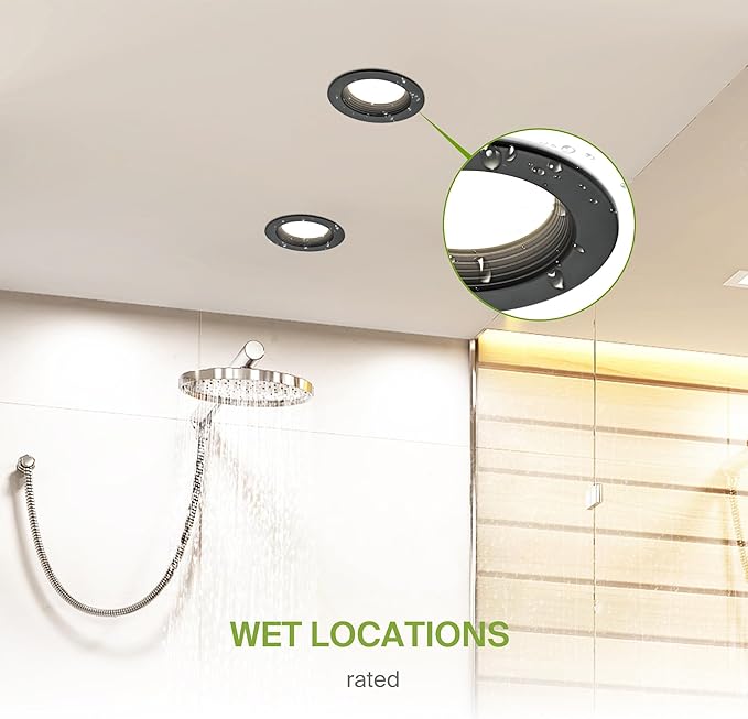 ASD 12 Pack Black 4 Inch Retrofit LED Recessed Light - 10W 2700K-5000K 849LM Retrofit LED Recessed Lighting 4 Inch, Dimmable Black Recessed Lights, Wet Rated Baffle Trim Can Lights, ETL, Energy Star