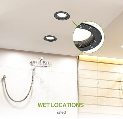 ASD 6 Pack Black 4 Inch Retrofit LED Recessed Light - 10W 2700K-5000K 849LM Retrofit LED Recessed Lighting 4 Inch, Dimmable Black Recessed Lights, Wet Rated Baffle Trim Can Lights, ETL, Energy Star
