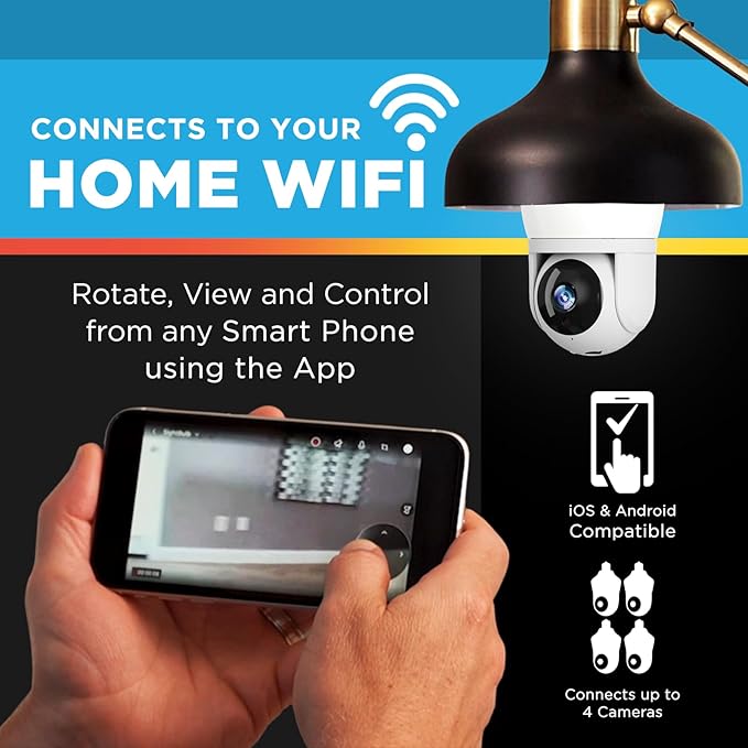 Pro Security Camera with 80 Watt Equivalent LED Light, Two Way Talk, HD Video WiFi Smart Camera, Perfect for Indoor Outdoor Night Vision Motion Detection