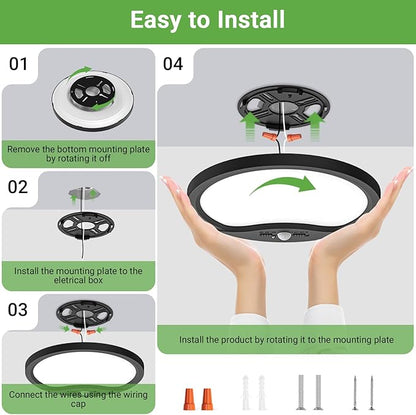 zemty 4Pack 7inch Motion Sensor Ceiling Lights Wired, 15W 1500lm 3CCT/3 Mode/30-120s Timer, Bright Black LED Flush Mount Light Fixture Motion Activated for Closet Pantry Hallways Stairwells Garage