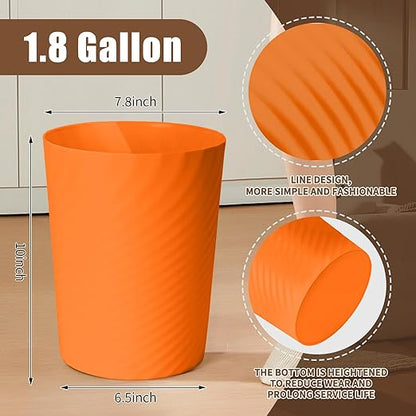 Trash Can - Small Waste basketbin - 1.8 Gallon- for Office,Home,Bathroom,Kitchen - Orange