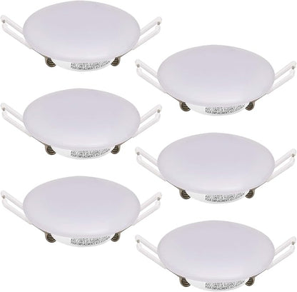 12V LED Puck Light, 6 Packs 3inch Recessed Mount Ceiling Dome Light, 4000K Cool White Soft Light Under Cabinet Light, 12V Interior Light for RV, Camper, Caravan, Boat, Motorhome