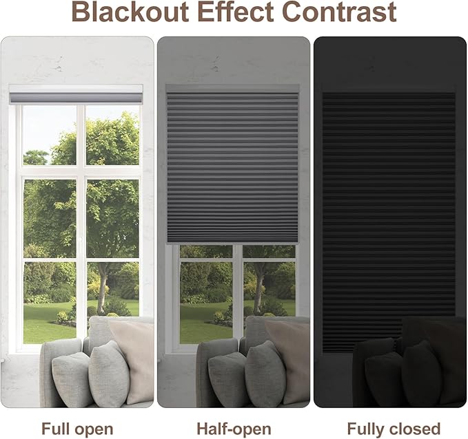 Godark Motorized Blackout Cellular Shades Compatible with Alexa/Google Home Electric Blinds Smart Honeycomb Shades for Windows Automatic Blinds with Remote Custom Size-Light Grey