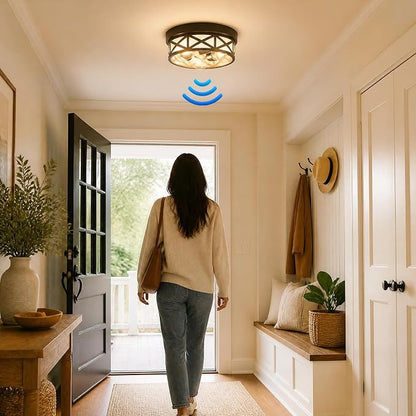 Round Adjustable Motion Sensor Flush Mount Ceiling Lights,3-Ligh,12 inch