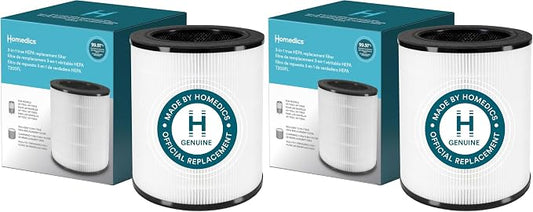 Homedics True HEPA Replacement Filter For Homedics Air Purifier, 8.1" x 8.1" x 8.5" (Pack of 2)