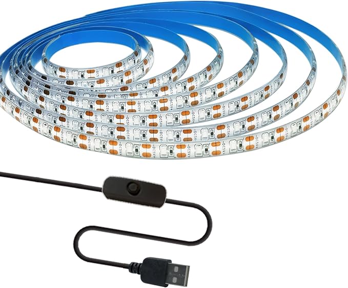 UV LED Strip Lights, 5V USB 9.84ft Black Light with Switch SMD 2835 395nm-405nm IP65 Waterproof Total 180 LEDs Rope Strips for Bar, Halloween Party, Club, Decoration