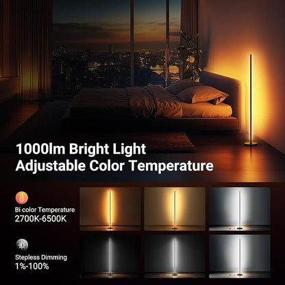 NEEWER NF04 RGB IC W Smart Floor Lamp NEW Version, 1000lm LED Corner Light Compatible with Google Alexa, APP/AI Design/Music Sync/16 Million Color Living Room Bedroom Home Decor Ambient Lighting